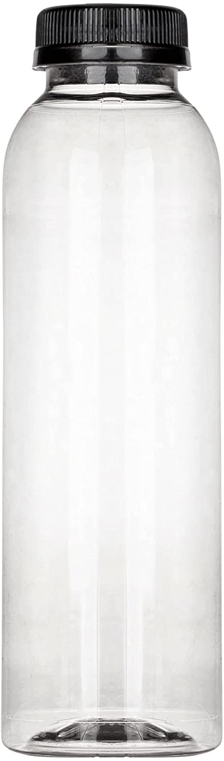 12 Oz Round Plastic Bottles with Caps (12 Pack) - BPA-Free Juice Bottles with Lids - Food Grade Plastic Bottles - Tamper Proof Caps - Bottles for Juice, Milk, Protein Shake, Smoothie - Stock Your Home