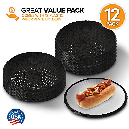 Stock Your Home 9” Paper Plate Holder in Black (12 Count)