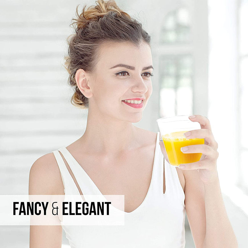 Stock Your Home 9 oz Hard Plastic Old Fashioned Tumblers 100 Pack -BPA Free & Recyclable - Shatterproof Cocktails Cups - Disposable & Reusable Tumblers for Champagne, Dessert, Food