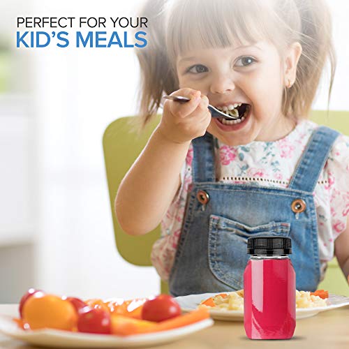 Stock Your Home Plastic Juice Bottles with Lids, Juice Drink Containers with Caps for Juicing Smoothie Drinking Cold Beverages, 4 Oz, 12 Count