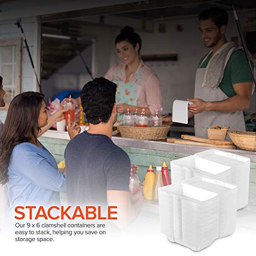 Stock Your Home 9 x 6 Clamshell Styrofoam Containers (25 Count) - 1 Compartment Food Containers - Large Carry Out Food Containers - Insulated Clamshell Take Containers For Delivery, Restaurants