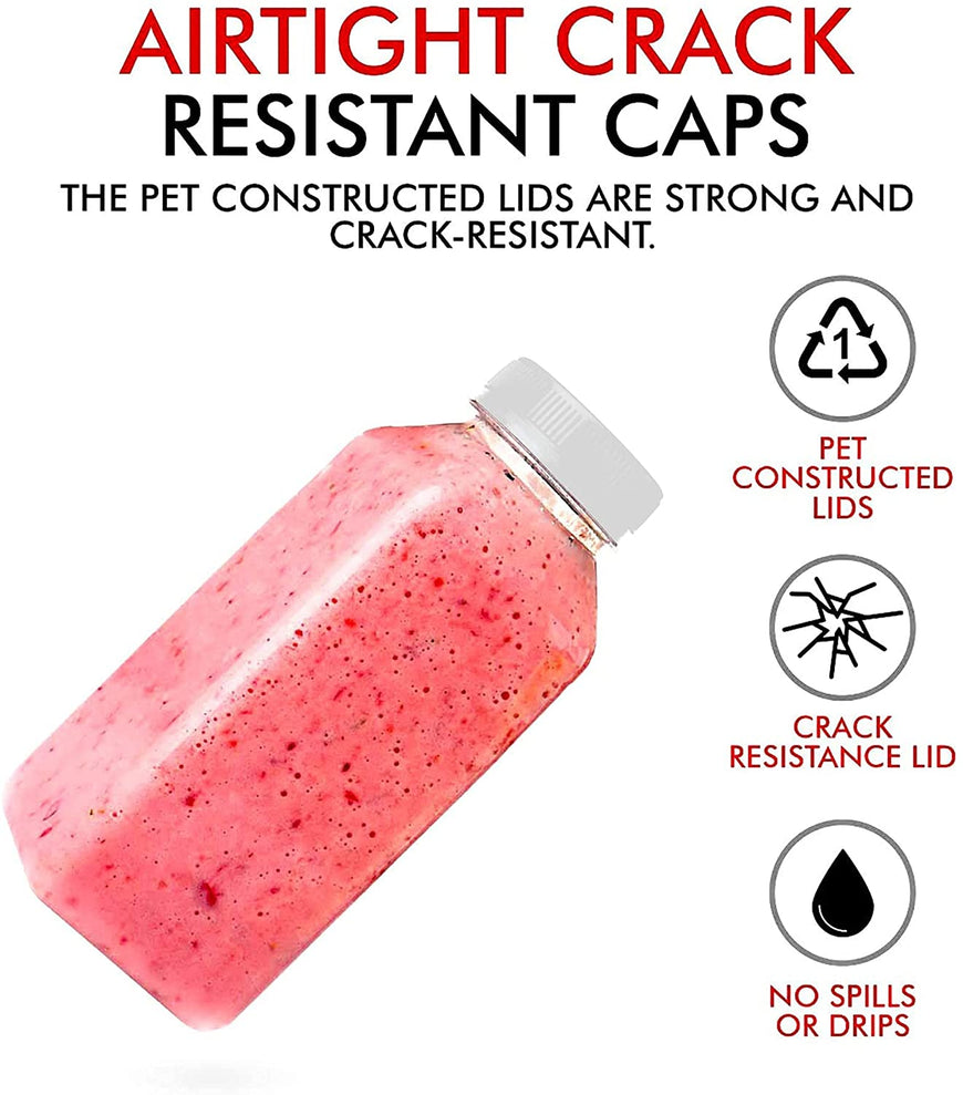 Stock Your Home 12-Ounce Bottles with White Caps (12 Pack) - BPA-Free Plastic Bottles with Tamper Proof Caps - Leak Resistant & Reusable - Bottles for Juice