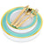 Mint and Gold Rim Plastic Dinnerware (125-Piece) Plastic Plates, Plastic Forks, Plastic Knives, Plastic Spoons - Service for 25 Guests Place Setting for Wedding, Party, Baby Shower, Birthday, Holiday