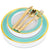 Mint and Gold Rim Plastic Dinnerware (125-Piece) Plastic Plates, Plastic Forks, Plastic Knives, Plastic Spoons - Service for 25 Guests Place Setting for Wedding, Party, Baby Shower, Birthday, Holiday