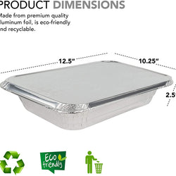 Stock Your Home 9x13 Pans with Lids (10 Pack) - Aluminum Foil Pans wit