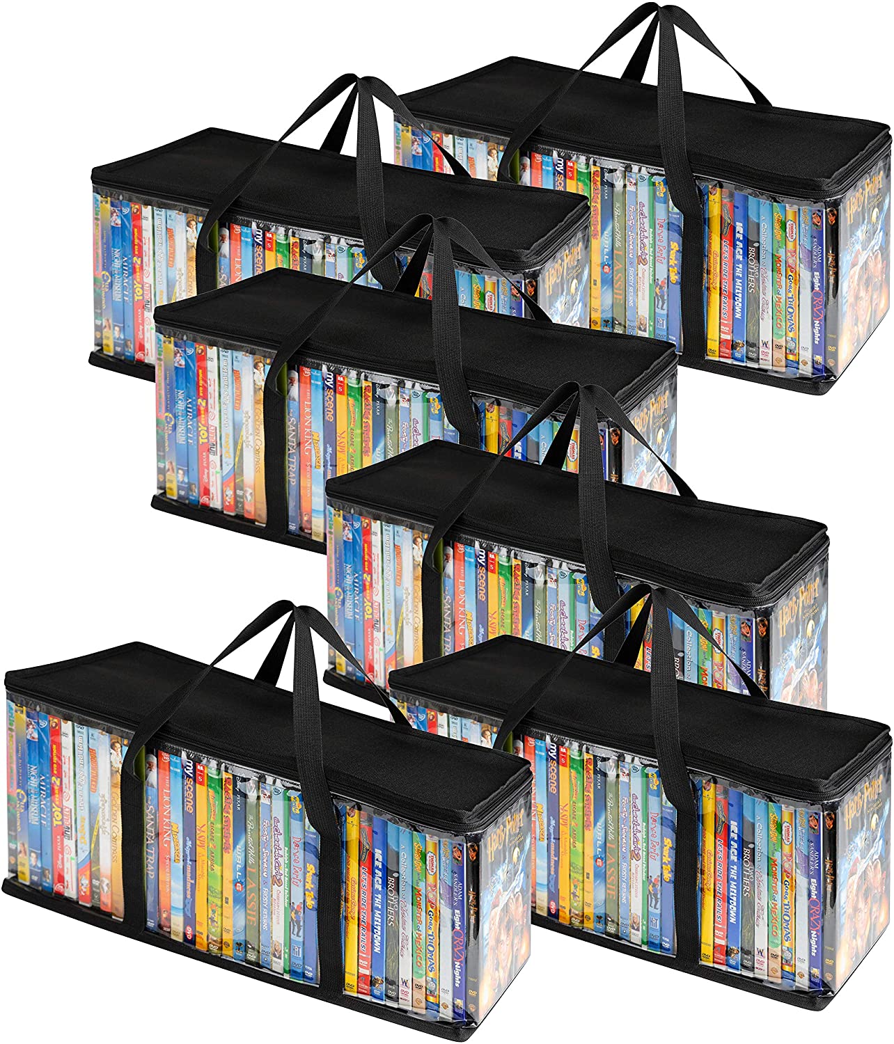 Stock Your Home DVD Storage Bags (6 Pack) - Transparent PVC Media Stor