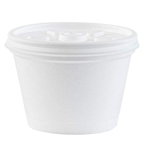 Stock Your Home 4 Ounce Foam Bowls with Lids (100 Count) - Styrofoam Bowls with Lids - Insulated to Go Foam Cups - to Go Containers for Soup, Oatmeal, Ice Cream, Delis, Cafes, Restaurants