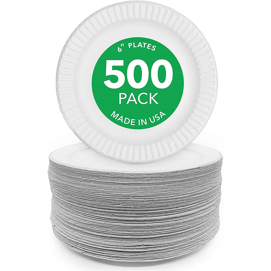 Stock Your Home 6-Inch Paper Plates Uncoated, Everyday Disposable Dessert Plates 6