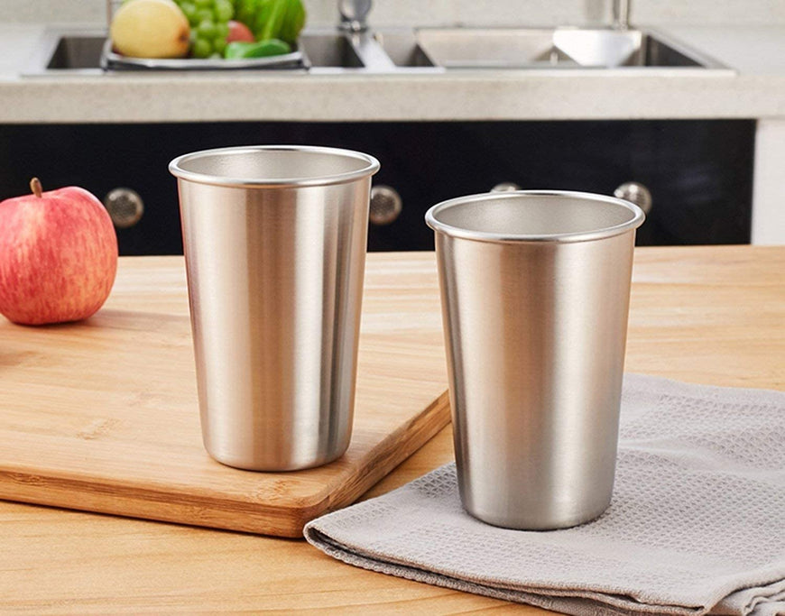 Modern Innovations Stainless Steel Pint Cups, Set of 5, 16 Oz Metal Cups For Drinking Made of Food Grade Quality, BPA Free, Shatterproof SS Tumblers Perfect for Camping, Picnics, Indoor & Outdoor Use