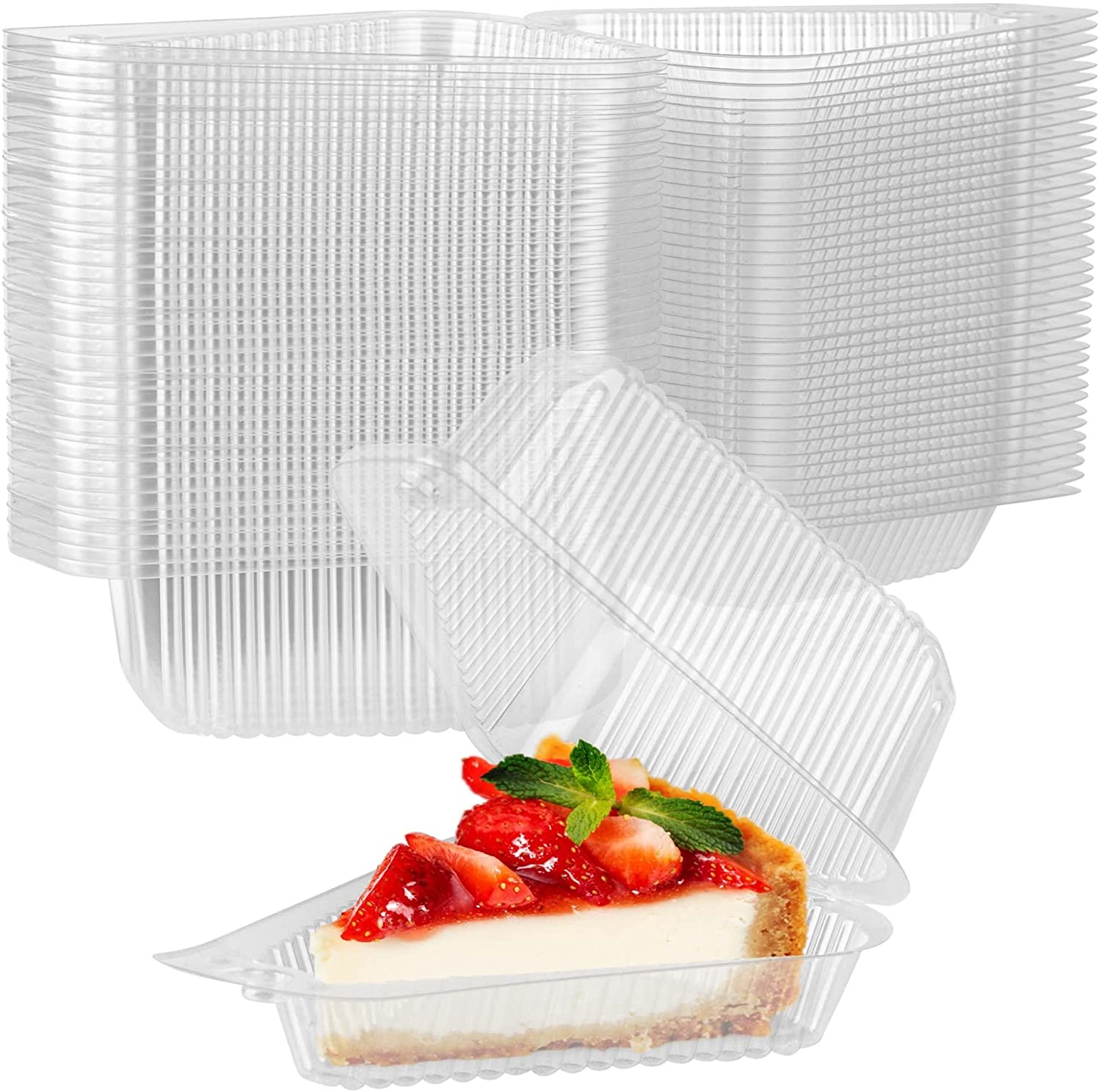 Cake Container, Hinged clear flan case, Bakery Container