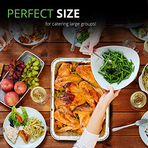 Aluminum Pans Full size, Large Disposable Roasting & Baking Pan, 21x13 Deep Foil Pans (20 Pack) Extra Heavy Duty Chafing Trays for Hotels, Restaurants