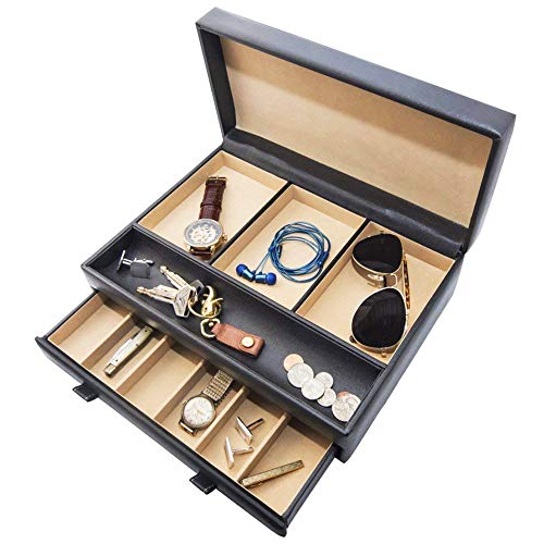Stock Your Home Luxury Mens Dresser Valet Organizer,Black