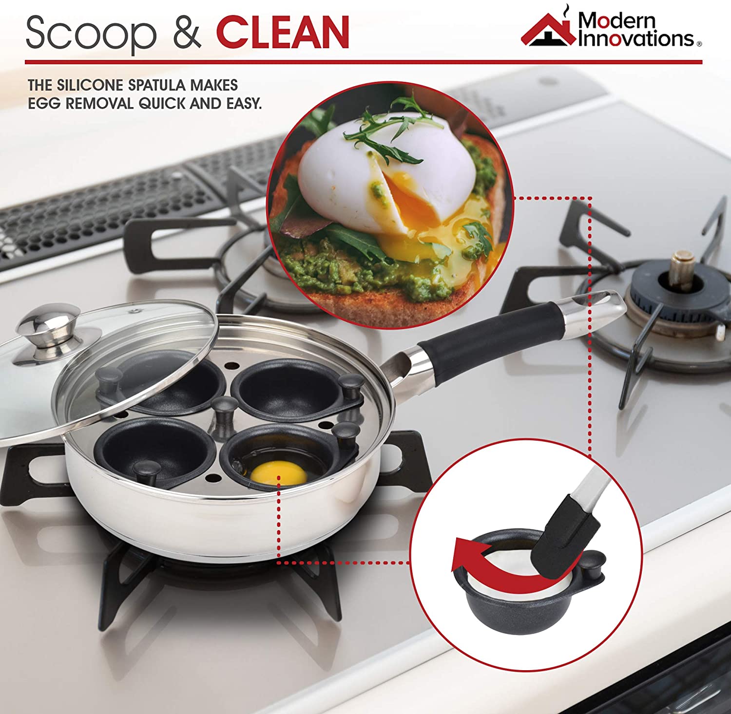 Modern Innovations Stainless Steel Egg Poacher Pan Set with 4 Nonstick –  Stock Your Home