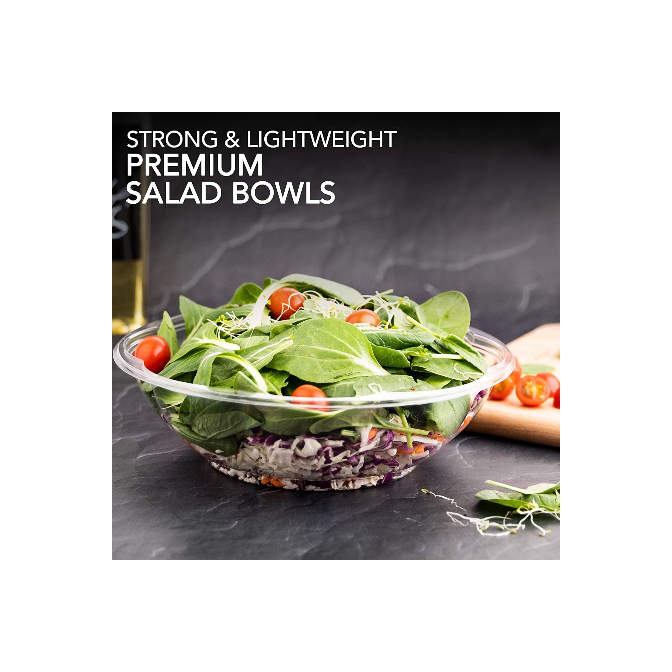 64 Oz. Clear Plastic Salad Bowls With Airtight Lids Food