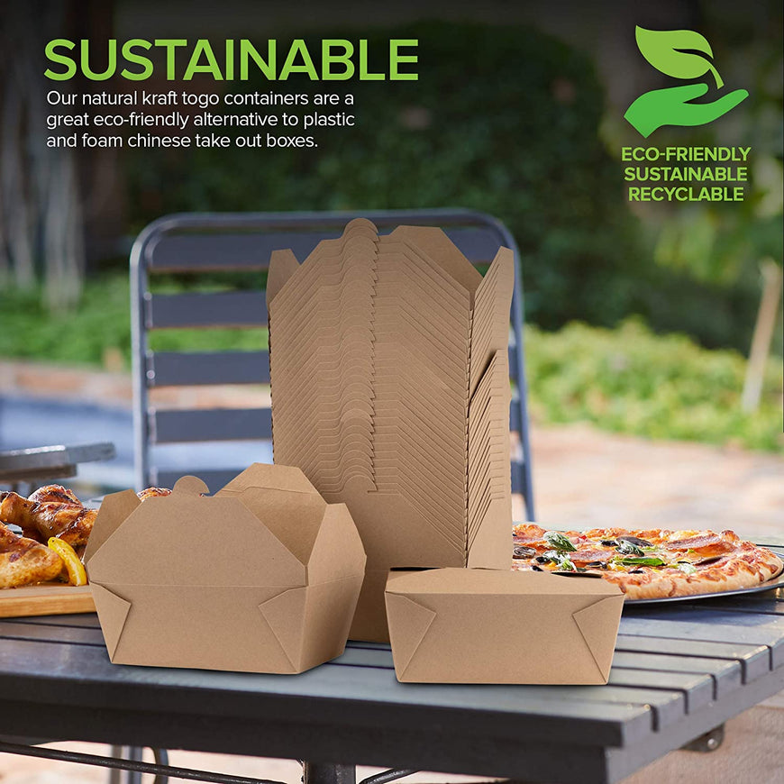 Microwavable Kraft Brown Take Out Boxes 112 oz (30 Pack) Disposable Food Containers - Recyclable Cardboard Lunch Box - Take Out Containers Disposable - to Go Boxes for Restaurants, Delivery, Catering