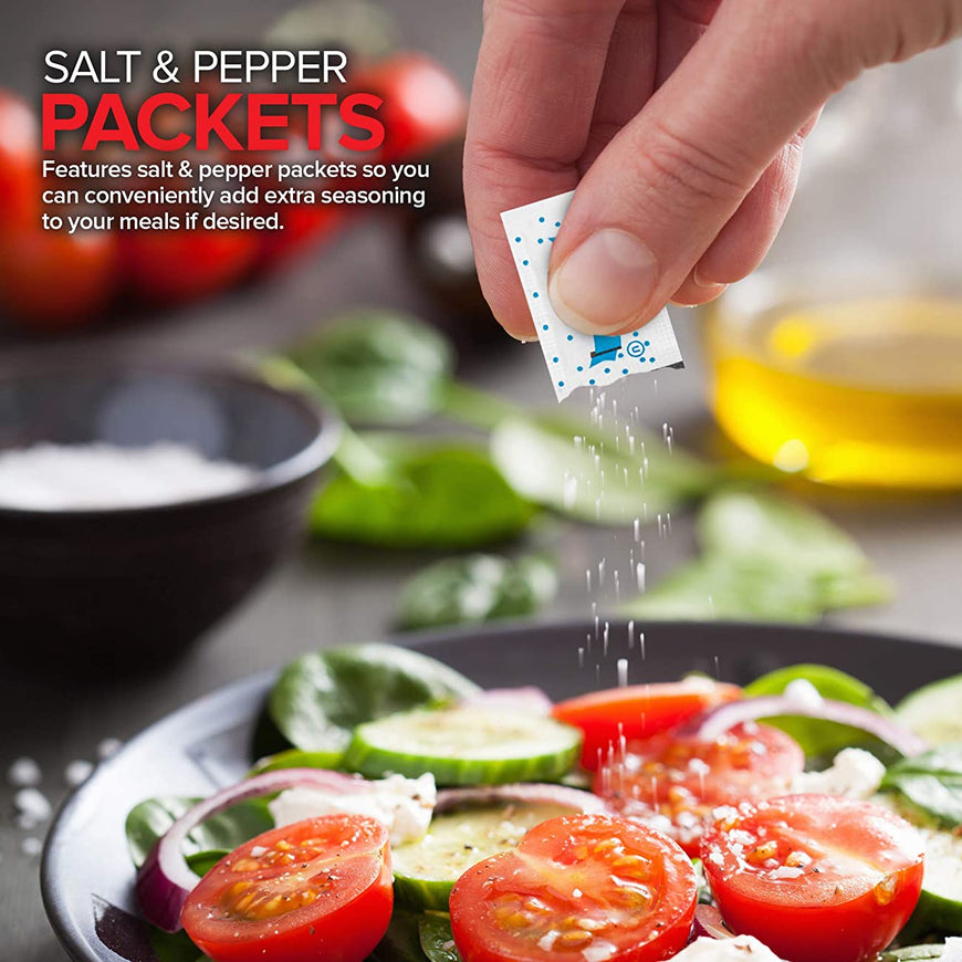 Stock Your Home Plastic Cutlery Packets with Salt & Pepper in Black (250 Count) - Wrapped Cutlery - Plastic Utensils Individually Wrapped for Take Out, Delivery, Cafeterias, Restaurants, Uber Eats