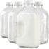 64- Oz Glass Milk Bottles with 8 White Caps (4 Count ) - Food Grade Glass Bottles - Dishwasher Safe - Bottles for Milk, Buttermilk, Honey, Tomato Sauce, Jam, Barbecue Sauce -Stock Your Home