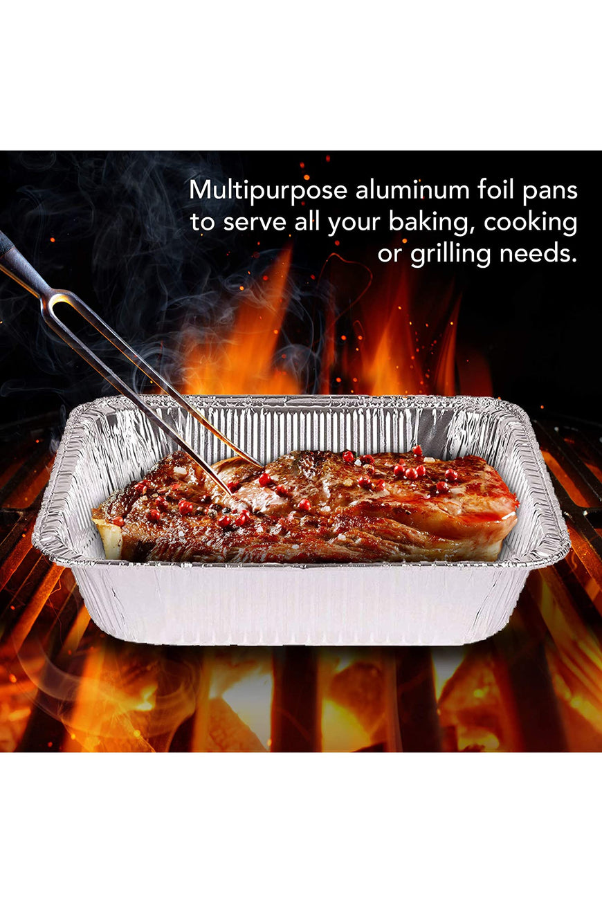 Aluminum Pans 9x13 Disposable Foil Pans (30 Pack) - Half Size Steam Table Deep Pans - Tin Foil Pans Great for Cooking, Heating, Storing, Prepping Food