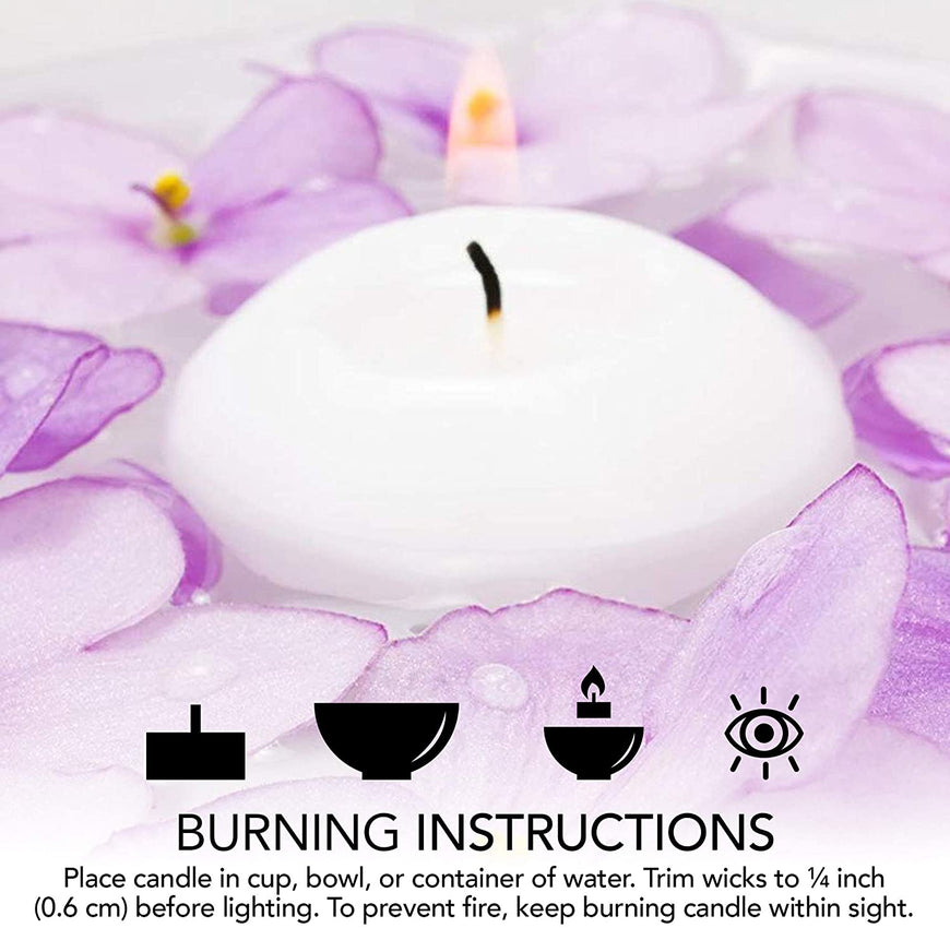 Stock Your Home 10 Hour Burning White Unscented Classic Floating Candles for Weddings, Parties, Special Occasions and Home Decorations (Set of 24)