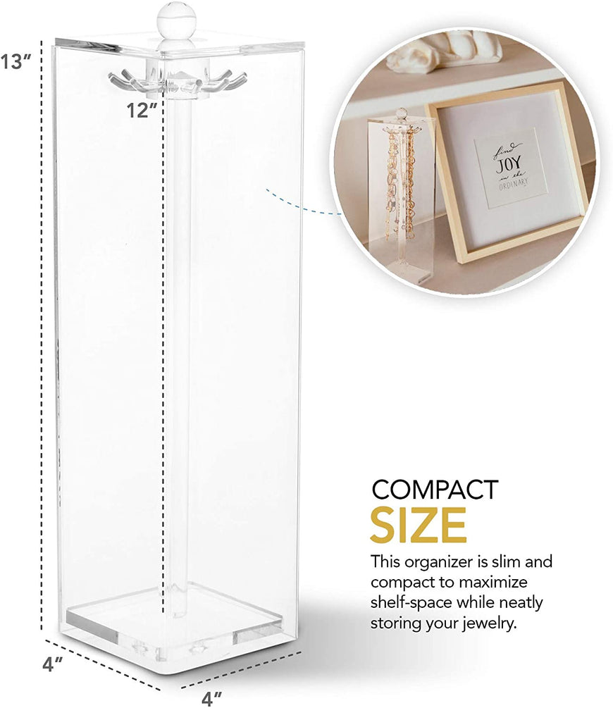 Stock Your Home Long Acrylic Jewelry Necklaces Stand with 12 Hooks