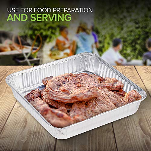  8x8 Disposable Aluminum Pans With Lids - 100 Pack Foil