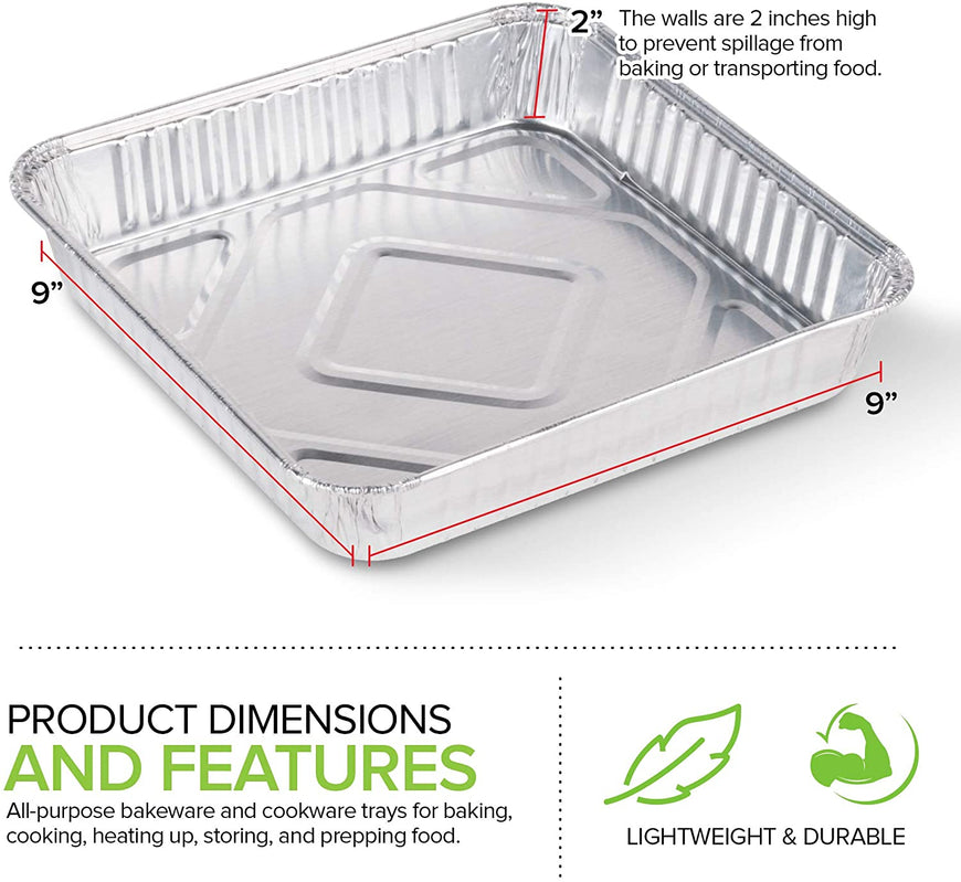 Stock Your Home Aluminum Foil Pans 9x9 Sqaure Baking Pans,30 Pack