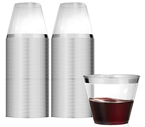 Stock Your Home Clear Plastic Disposable party Cups, 100 Pack, 9oz