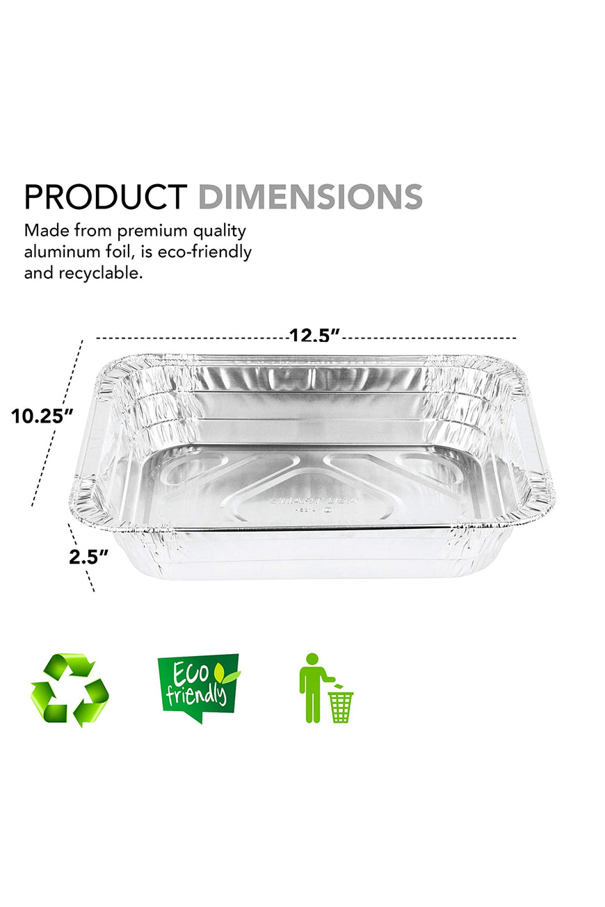 Aluminum Pans 9x13 Disposable Foil Pans (30 Pack) - Half Size Steam Table Deep Pans - Tin Foil Pans Great for Cooking, Heating, Storing, Prepping Food