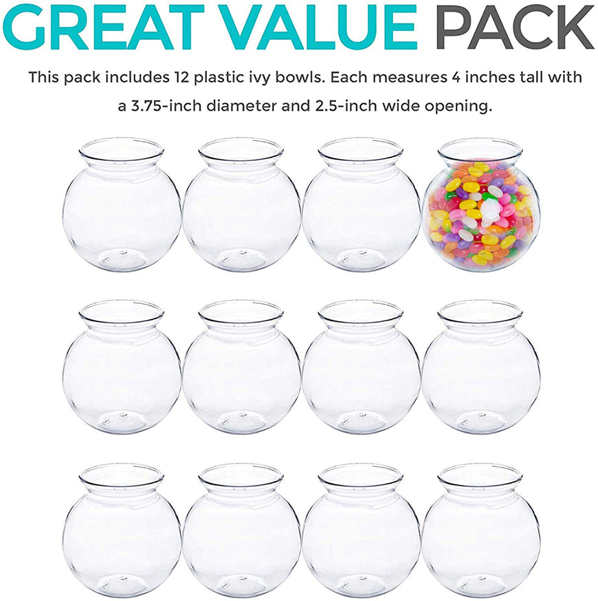 Stock your Home Plastic Fish Bowls, 12 Count, 16 oz