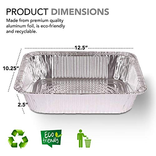 Aluminum Pans 9x13 Disposable Foil Pans (10 Pack) - Half Size Steam Table Deep Aluminum Trays - Tin Foil Disposable Pans Great for Cooking, Heating, Storing, Prepping Food