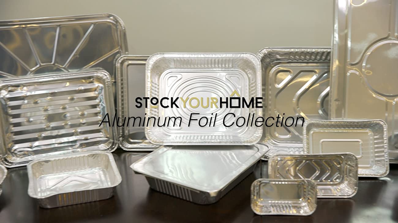 Pack Half Size Aluminum Pans with Lids, 9x13 Tin Food Trays for