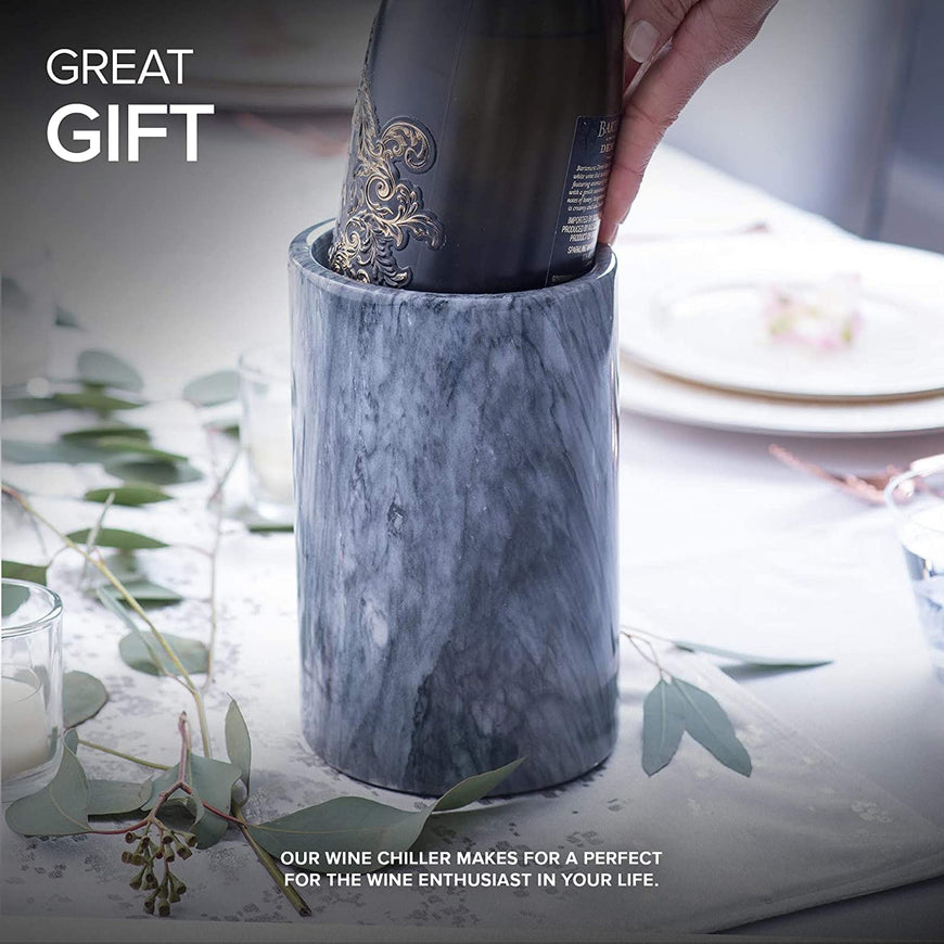 Modern Innovations Elegant Grey Marble Wine Cooler & Champagne Chiller - Kitchen Utensil Holder, Tool Storage Organizer and Flower Vase