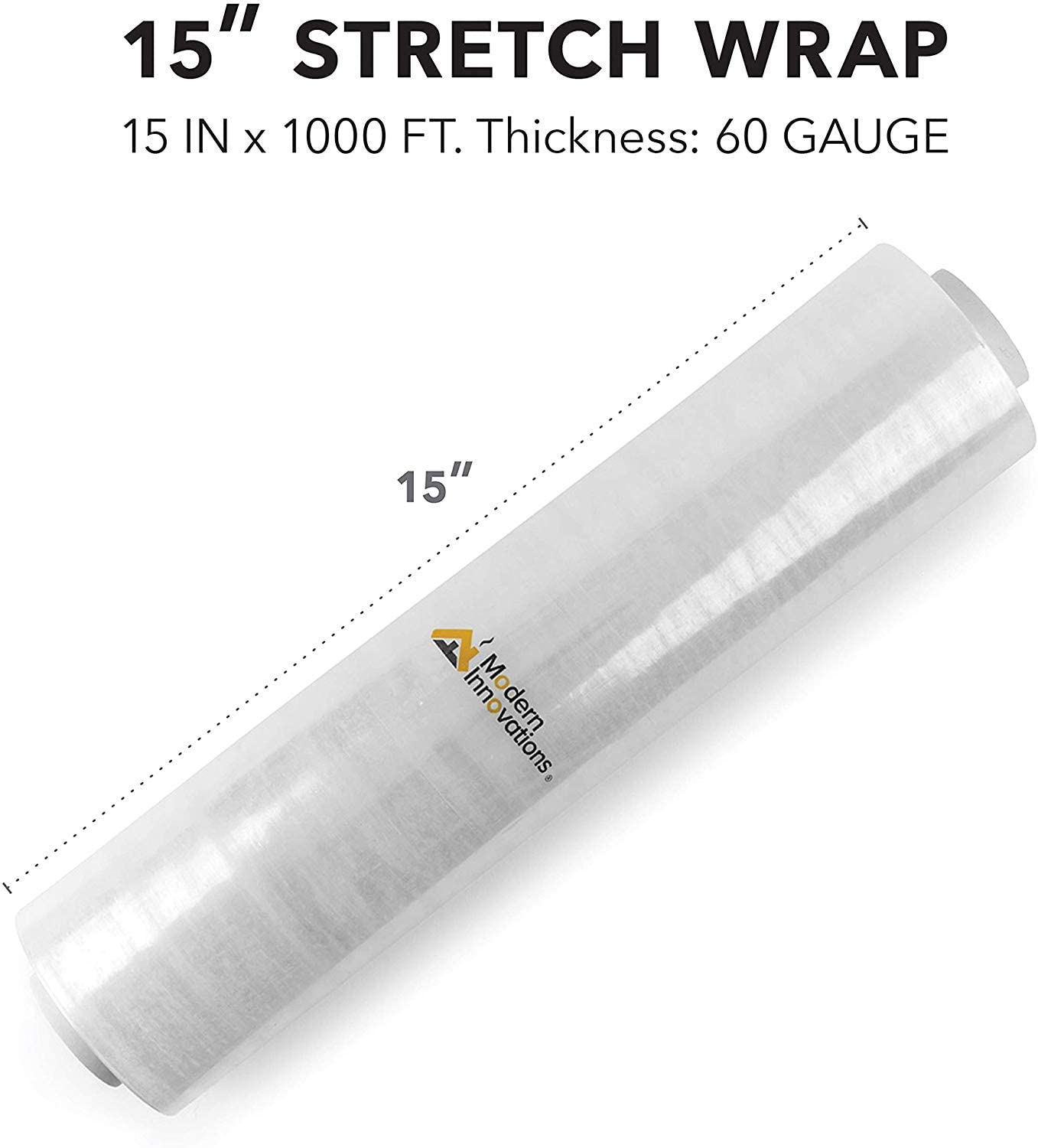 4 Pack 15 Inch Stretch Wrap Industrial Clear Plastic Stretch