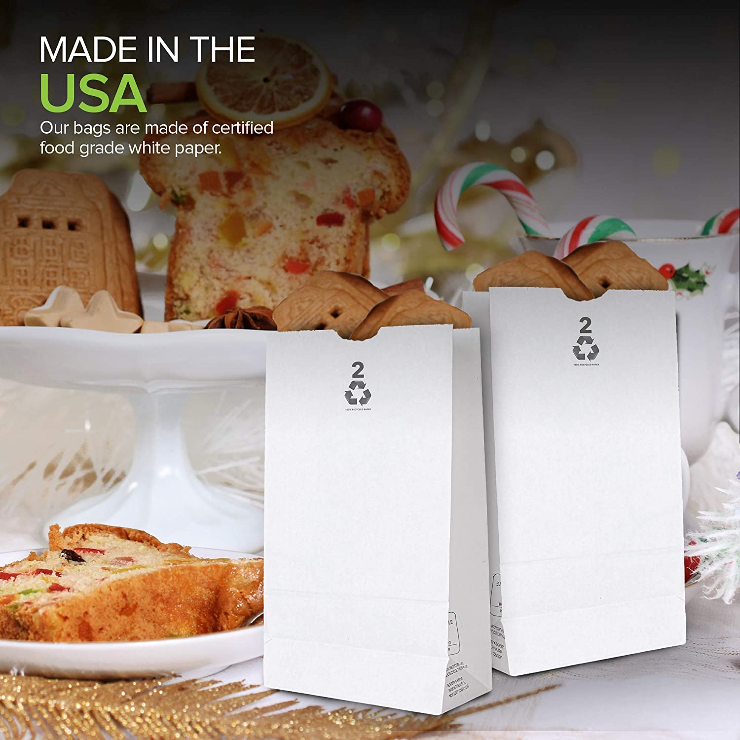 Stock Your Home 2 Lb White Paper Bags (250 Count) - Eco Friendly White