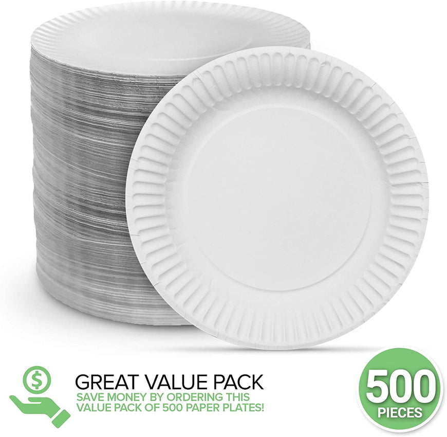 Stock Your Home 6-Inch Paper Plates Uncoated, Everyday Disposable Dessert Plates 6