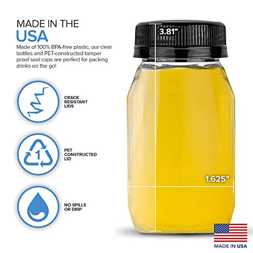 Stock Your Home Plastic Juice Bottles with Lids, Juice Drink Containers with Caps for Juicing Smoothie Drinking Cold Beverages, 4 Oz, 12 Count