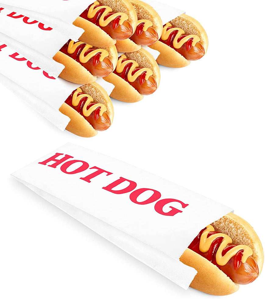 Stock Your Home Paper Hot Dog Bags (100 Pack) - Paper Hot Dog Sleeves - Hot Dog Bags for Snack Bars, Food Stands, Food Trucks, Take Out, Concession Stands, Uber Eats, Grubhub, Barbecues, Parties