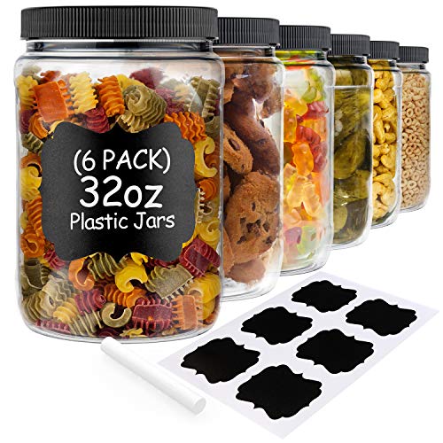 64 Oz Glass Jar with Plastic Airtight Lid (4 Pack) - Includes 6 Chalkb –  Stock Your Home