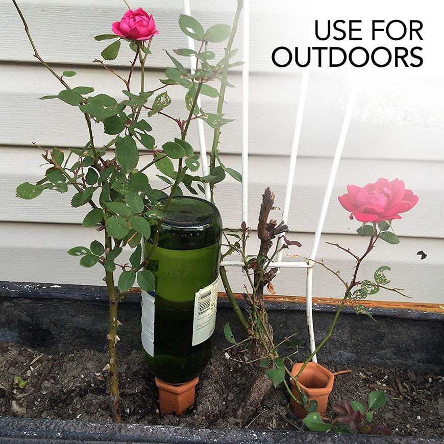 Plant Self-Watering Stakes for Indoor Outdoor Plants (4 Count) Terracotta Plant Watering Spikes for Recycled Wine Bottles to Water Plant at Home or on Vacation - Automatic Irrigation System for Plants