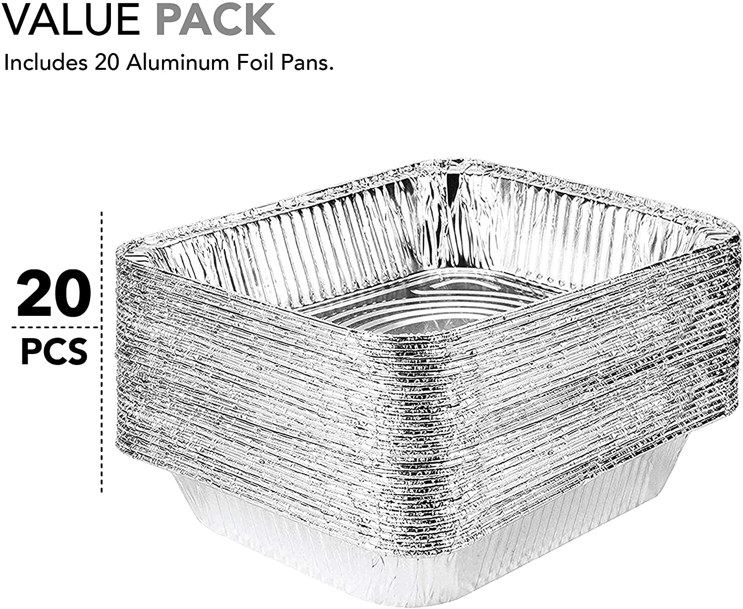 Aluminum Pans With Lids 9x13 Disposable Foil Pans With Lids | Half Size  Deep Steam Table Pans With Covers | Tin Foil Pans 20 Sets