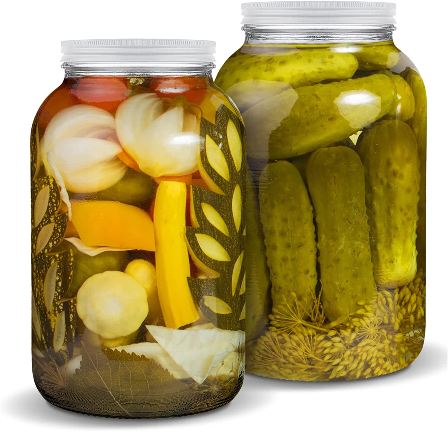 Multi-Purpose Large Mason Jar with Metal Lid for Pickles, Spices, Mason Jars  Wide Mouth with Airtight Lids for Canning, Fermenting 