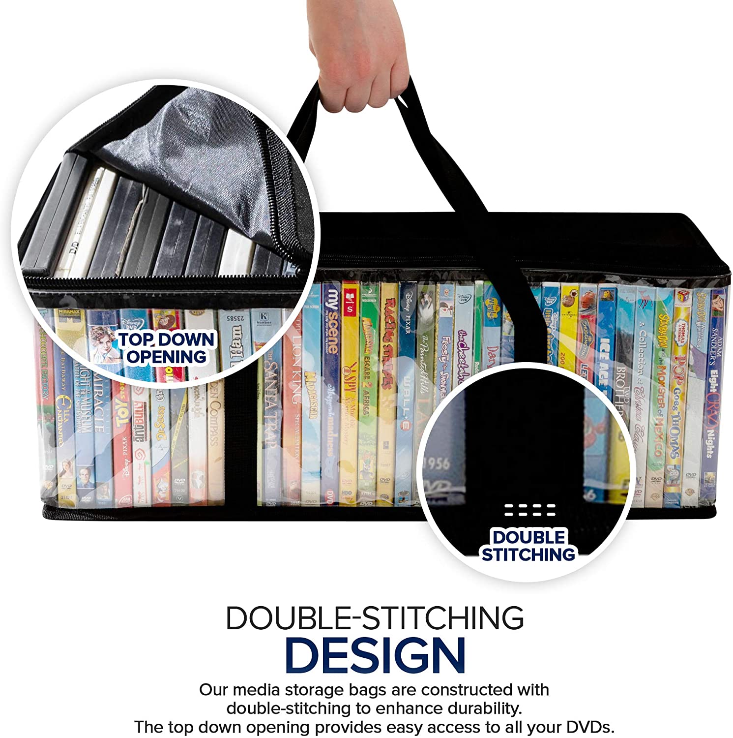 Stock Your Home DVD Storage Bags (4 Pack) - Transparent PVC Media Stor