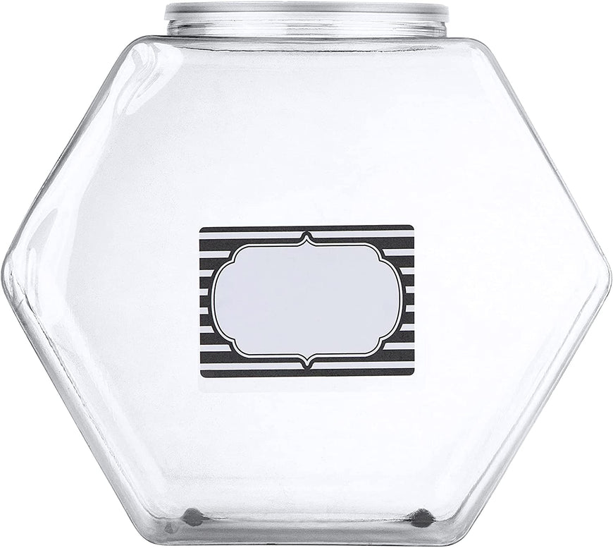 197-Ounce Plastic Jars with Lid (2 Count) - Wide Mouth Hexagon Cookie Jars - Reusable & Recyclable - Shatterproof Jars - Clear Plastic Jars for Cookies, Candy, Laundry Detergent Pods - Stock Your Home