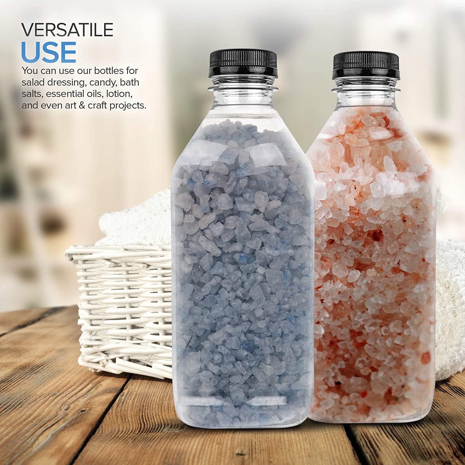 16 oz Plastic Juice Bottles with Caps Lids - Smoothie Bottles, Drink Juice  Containers with Lids, Reusable