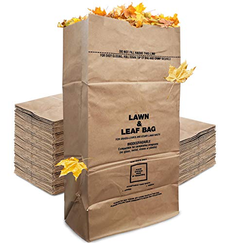 30 Gallon Kraft Leaf Bag (10 Pack) - Eco-Friendly Heavy Duty Large Paper Trash Bags - Tear Resistant Yard Waste Bags for Grass Clippings, Wet and Dry Leaves, Weeds, and Twigs - Stock Your Home