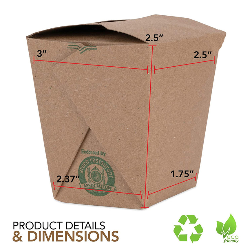 Takeout Food Containers 8 Oz Microwaveable Kraft Brown Paper Mini Chinese Take Out Box (50 Pack) Leak and Grease Resistant Stackable to Go Boxes - Recyclable Food Containers - Party Favor Boxes