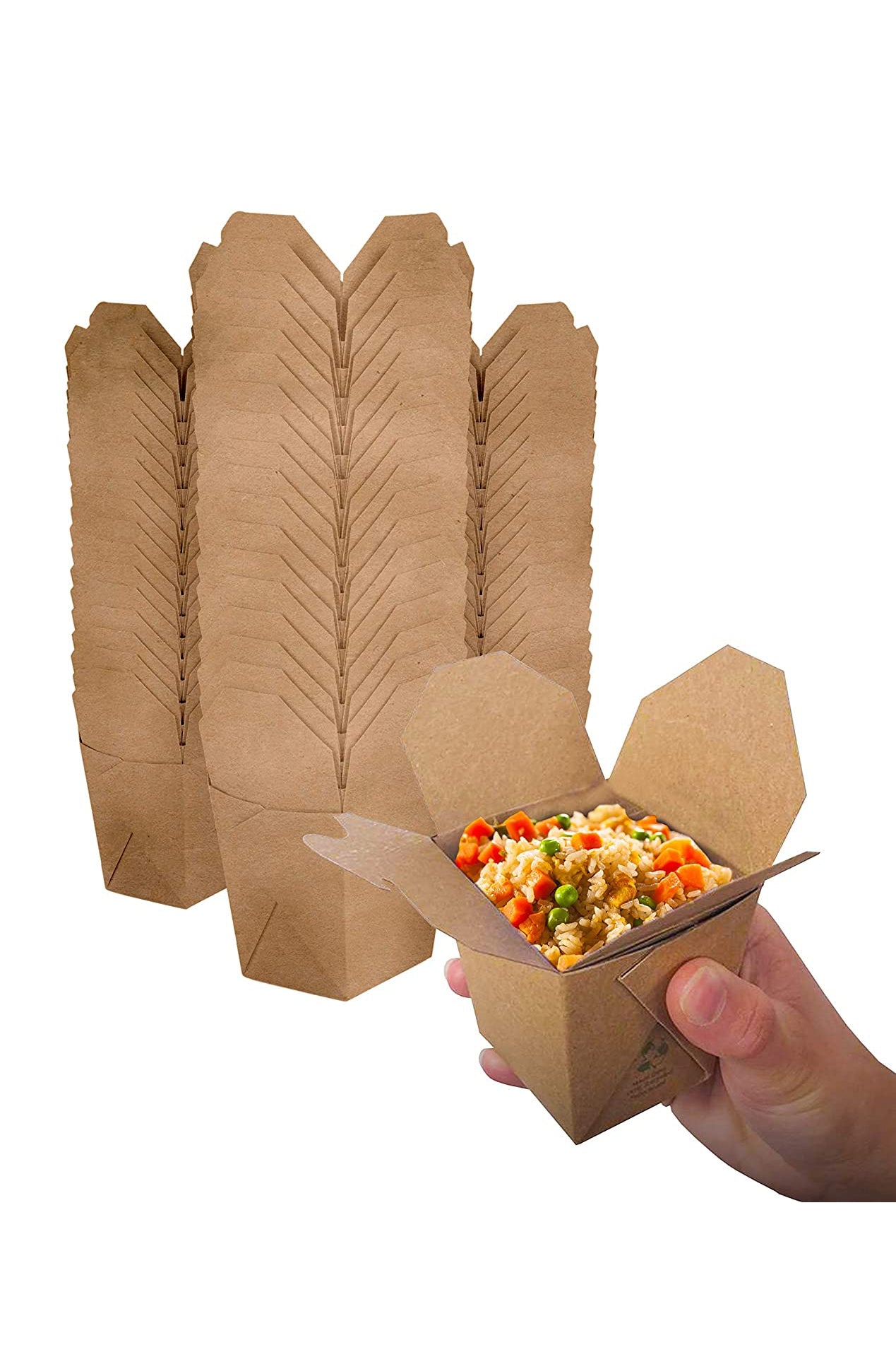 Takeout Food Containers 8 Oz Microwaveable Kraft Brown Paper Mini Chin –  Stock Your Home