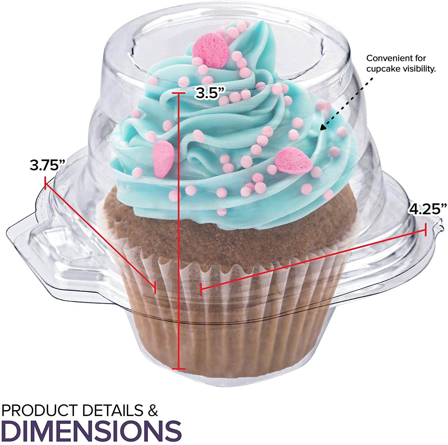 Individual Cupcake Boxes 100Pcs Plastic Container with Lid | Dessert  Containers with Lids – Individual Cupcake Containers for Cupcakes & Muffin