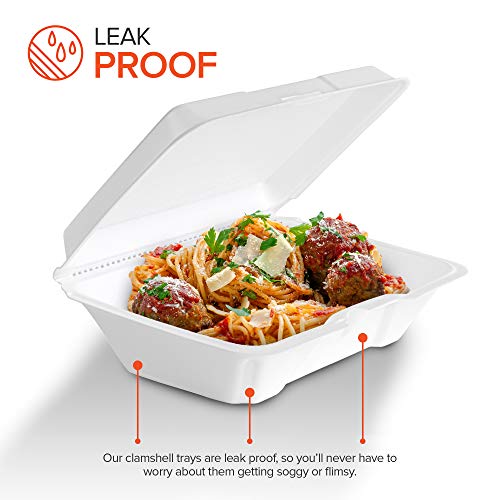 100% Compostable Disposable Food Containers with Lids [9”X9” 200