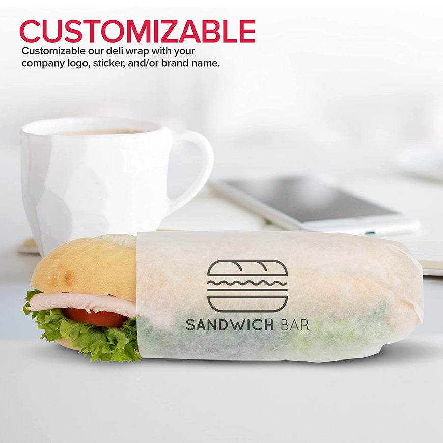 Stock Your Home 12 x 12 Grease Proof Deli Wrapper (500 Pack) - Pre Cut Natural Wax Paper Sheets - Recyclable Food Basket Liners - White Deli Papers For Sandwiches, Lining Wire Food Baskets, Food Trays